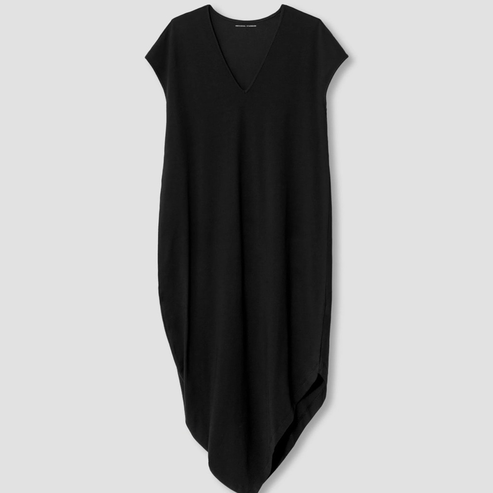 NWT! | UNIVERSAL STANDARD Iconic Geneva V-Neck Short Sleeve Dress Black S/14-16 - Picture 2 of 12